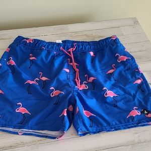 Flamingo swim trunks
